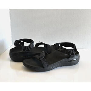 Skechers GO Walk Arch Fit Women 10 Black Cruise Around Comfort Adjustable Sandal